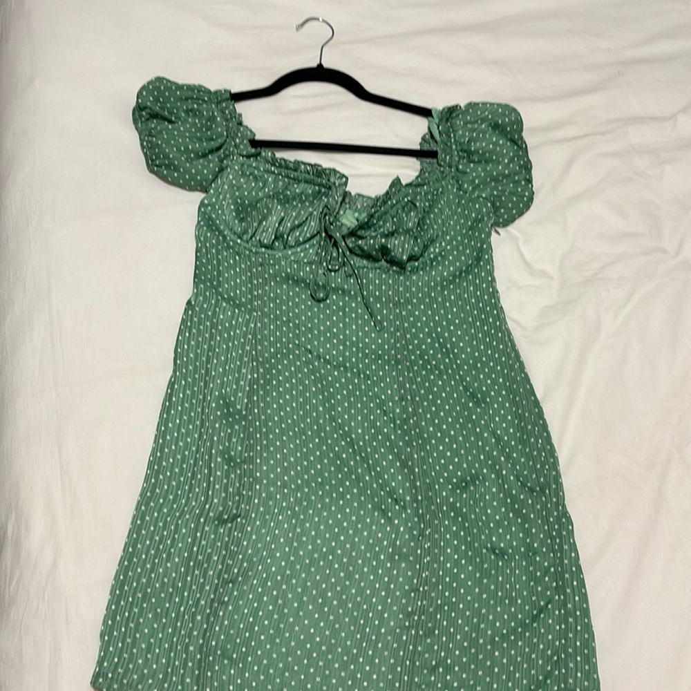 Tularosa green off the shoulder dress